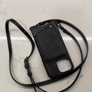 Bandolier Black Pebbled Leather Crossbody Phone Case for iPhone 14 Pro Max